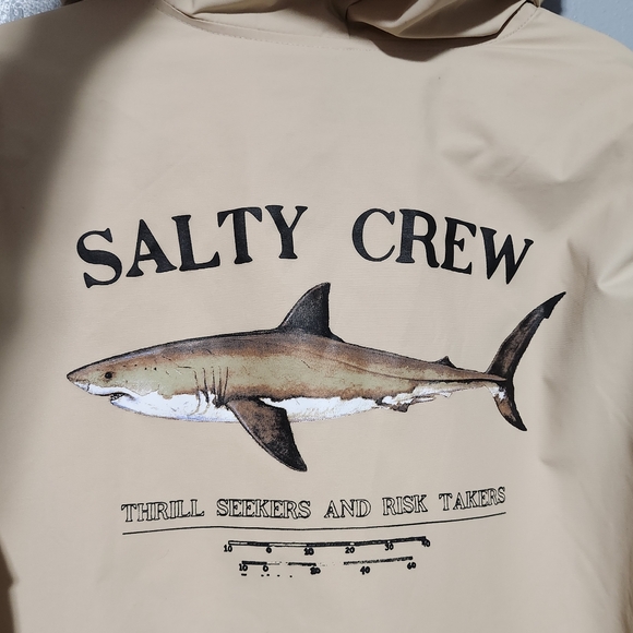 SALTY CREW Bruce Snap Jacket Mens Medium Cream Fishing Surf - Picture 9 of 13